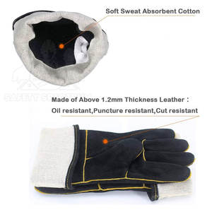 Gants de soudage en cuir respirant résistant à la chaleur de haute qualité, utilisation sportive, personnalisables, fabriqués au Pakistan, fournisseur en gros - Product Image 3