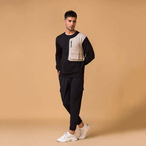 Conjunto Deportivo de Invierno con Capucha, Color Sólido, Personalizable, Calidad Premium, 100% Algodón, Transpirable, Corte Regular, Atractivo, de Dos Piezas - Product Image 2