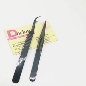 Best Black Plasma <b>Eyelash</b> <b>Tweezers</b> with Private Logo Sustainable Stainless Steel Pointed Curved Fiber Tip <b>Eyelash</b> <b>Tweezers</b> - Product Image 2