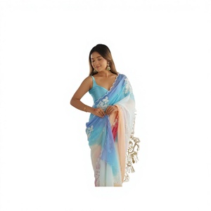 Fashionista International Latest Gajji Silk <b>Saree</b> Elegant Embroidery Quick Dry Women's Diwali Beach Party All Seasons <b>Blouse</b> - Product Image 2