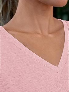 T-shirt à col en V uni multicolore sur mesure OEM, taille plus, coupe régulière pour homme, écologique, respirant, 100% coton, logo personnalisable - Product Image 4