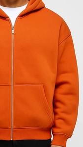 Wholesale Low Price High Quality Custom Logo Winter <b>Mens</b> 100% Cotton Fleece <b>Lined</b> Zipper <b>Hoodies</b> with Custom Brand - Product Image 3