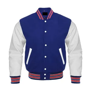 Blouson de baseball en similicuir avec logo brodé en chenille Blouson vintage zippé Veste en cuir pour homme - Product Image 1
