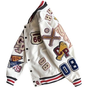 Tùy Chỉnh Thời Trang Crop Top Bóng Chày Áo Loose Casual Letterman Người Đàn Ông Của Chenille Vá Làm Việc 100% Len Varsity Áo Khoác - Product Image 1