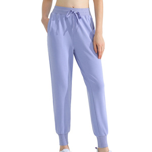 Femmes hiver respirant 100% coton polaire Fitness Joggers poches Logo personnalisé mi-taille plat avant Yoga pantalons de survêtement course - Product Image 1