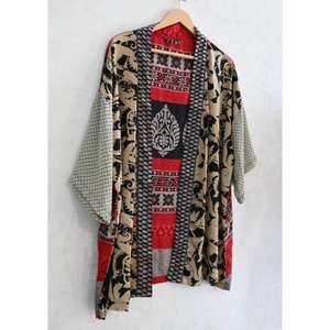 Silk Patchwork Plus Size Breathable Casual Knee Length <b>Kimono</b> Robe <b>Women</b> Indian Printed Short Autumn Nightwear Gift for Her - Product Image 2