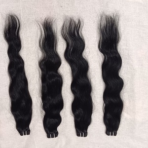 Extensions de cheveux humains vierges Remy naturels indiens Paquets de cheveux raides bouclés de vague de temple - Product Image 1