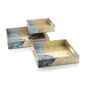 Bandeja DE SERVICIO DE MADERA artística con gráficos impresos personalizados para hogares Decoración de mesa de comedor Bandejas de servicio impresas - Product Image 3
