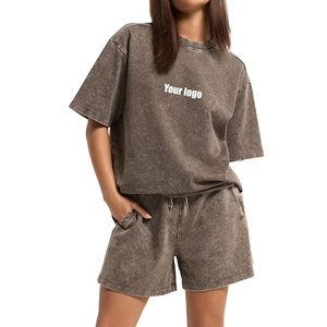 OEMODM Conjunto de 2 Piezas de Pantalones Cortos de Algodón 100% para Mujer, Corte Regular, Uso Diario Informal, con Logotipo Bordado Personalizado y Parches de Encaje Vintage - Product Image 1