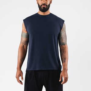 Haut extensible respirant lavé hommes Muscle entraînement débardeurs 100% coton sans manches séchage rapide pour Gym course exercice - Product Image 1