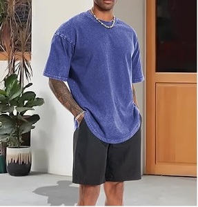Wholesale Men Acid Wash T Shirt Streetwear Hip Hop 100% Cotton <b>tshirts</b> With Logo Customize Oversized Vintage T-Shirt Breathable - Product Image 4