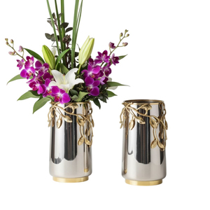 แจกันสแตนเลสสตีลงานฝีมือ ดีไซน์หรูหรา สำหรับตกแต่งบ้าน วางบนโต๊ะ พร้อมลายเถาวัลย์สีทอง - Product Image 6