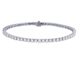 Bracelet en or blanc 10 carats avec diamants de laboratoire, coupe ronde fine, style tennis, bijoux parfaits pour l'élégance quotidienne - Product Image 1