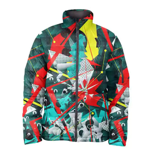 Veste à capuche unisexe rouge et noire à motif lettres, coupe classique, col montant, coupe-vent, respirante, hiver, décontractée, 100% coton - Product Image 3
