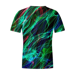 T-shirt à manches courtes à motif néon abstrait, vêtements décontractés pour hommes, mode estivale, design coloré, t-shirt graphique - Product Image 3