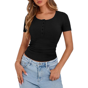Camiseta de Mujer Transpirable, Tejido Suave, Tacto Liso, Forma Flexible, Ligera, Cómoda, Sensación Aireada, Uso Diario, Ajuste Activo - Product Image 1