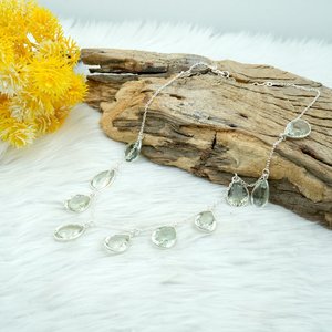 Collar de bisel de amatista verde Natural de Plata de Ley 925, joyería de cristales para niñas y mujeres, Idea de regalo - Product Image 5
