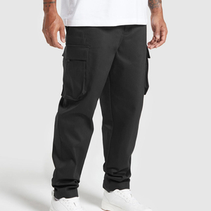 Pantalon de jogging personnalisé pour hommes design professionnel coupe ajustée couleur unie taille haute style décontracté fabriqué en toile coton délavé foncé - Product Image 4
