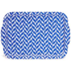 Bandeja DE SERVICIO DE METAL rectangular azul claro antideslizante de 215x316mm con mango de vidrio - Product Image 1