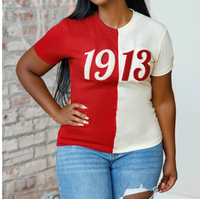 Chemises bicolores pour femmes, brodées, coupe ajustée, 100 % coton, manches courtes, pour l'été, tenue formelle et d'entraînement, vente en gros pour sororités et fraternités