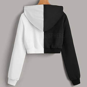 Derniers sweats à capuche personnalisés pour femmes vêtements d'hiver décontractés de courte durée avec logo avant col à capuche vente en gros - Product Image 4