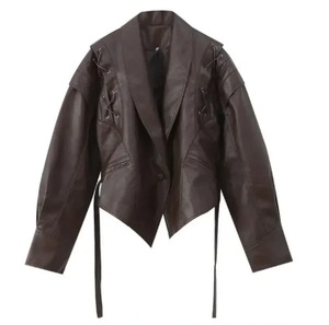 Blouson aviateur en cuir véritable imperméable et respirant à lacets pour hommes, style High Street, printemps-automne - Product Image 4