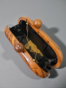 Monedero de noche ovalado de madera pulida con cadena desmontable para fiesta y boda Ocasiones especiales Bolso de mano - Product Image 3