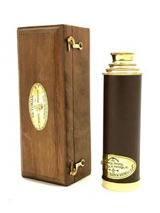 Telescopio Pirata de Latón Vintage con Caja de Madera, Regalo Coleccionable Náutico para Viajes - Product Image 2