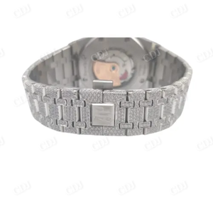 นาฬิกาประดับเพชร VVS Moissanite ชุบทองหรูหราตัวเรือนเงินนาฬิกาข้อมืออัตโนมัติสไตล์ฮิปฮอปสุดเท่สำหรับผู้ชายผู้หญิง - Product Image 3