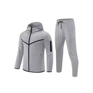 Conjuntos de sudadera y pantalones de chándal de lana de Color sólido informales personalizados para hombre, chándales deportivos de punto de marca de moda para hombre - Product Image 4
