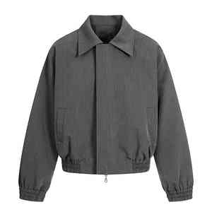 แจ็คเก็ตบอมเบอร์ผู้ชาย คอปก ติดซิป สีเทา สไตล์ลำลอง ทรงหลวม แฟชั่นสตรีทแวร์ - Product Image 1