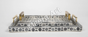 Bandeja para servir con diseño de hojas, precio al por mayor, logotipo personalizado, decoración con incrustaciones de hueso, bandeja para servir, decoración del hogar, utensilios de cocina, bandeja para vajilla - Product Image 6