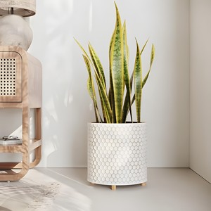 Venta caliente maceta de metal martillado blanco para la decoración del jardín del restaurante del hogar en el precio bajo de la India - Product Image 2