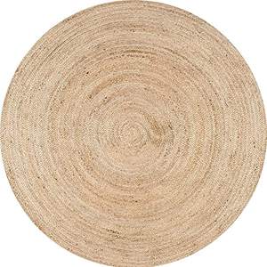 Tapis de jute réversible tressé rond vintage de 6 pieds, tapis classique fait main écologique, pile plate, doux et naturel pour un usage domestique - Product Image 1