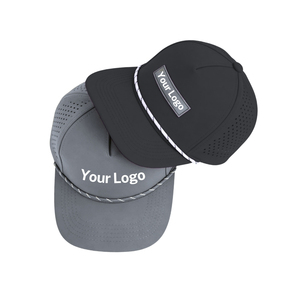 OEM Lightweight Sun Protection Golf <b>Hats</b> 5 Panel Laser Perforated Custom Rubber PVC Patch Logo Custom Embroidery Logo Rope <b>Cap</b> - Product Image 4
