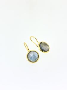 Labradorite naturelle pierres précieuses plaqué or 18 carats 925 monture en argent sterling 3.5 boucles d'oreilles classiques de mariage pour femmes - Product Image 4