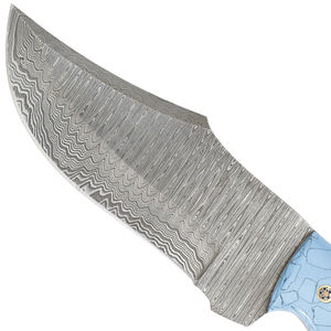 Cuchillo de Hoja Fija de Acero de Damasco 100% Hecho a Mano, Estilo Remanence con Punta de Clip, Cuchillos de Caza, Uso Industrial con Funda de Cuero - Product Image 6