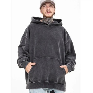Sudadera personalizada para hombre, Sudadera con capucha Coreana de algodón lavado desgastado ácido piedra de peso pesado con bolsillo sin cuerda, ropa - Product Image 1