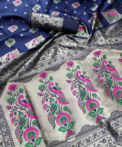 ATTRACTIVE PAITHANI SOIE ZARI MEENAKARI Tissage SAREE AVEC BLOUSE INCOSÉE VÊTEMENT DE FÊTE PRIX DE GROS VÊTEMENT ETHNIQUE - Product Image 2