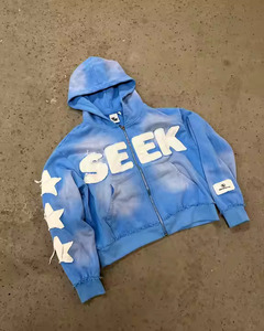 Y2K French Terry Patchwork <b>Embroidery</b> 400gsm 100% Cotton Distressed Oversize Sun Faded Washed Flared Sweatpants and Hoodie <b>Sets</b> - Product Image 5