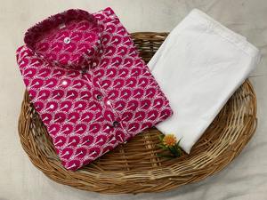 Conjunto de pijama tradicional étnico indio y pakistaní bordado trabajo rayón Kurta ropa informal lista para festivales de adultos - Product Image 4