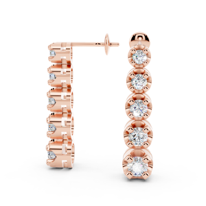 Venta al por mayor a granel, Pendientes chapados en oro rosa múltiple para mujer, venta al por mayor de fábrica, corte brillante redondo cultivado en laboratorio sintético de lujo personalizado - Product Image 1