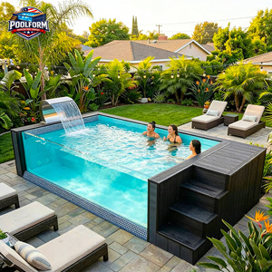Swim Spa Fiberglass <b>Pool</b> for Children & Adults-Customizable Outdoor Above Ground Container <b>Pool</b> with Accessories - Product Image 1