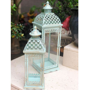 Linterna de Metal de hierro de último diseño en 3 piezas, soporte de acero inoxidable superior con acabado blanco, producto atractivo para la decoración del hogar y la boda - Product Image 2