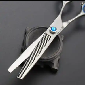 Ciseaux professionnels de toilettage pour chiens de compagnie en acier inoxydable Kit de ciseaux droits amincissants incurvés - Product Image 6