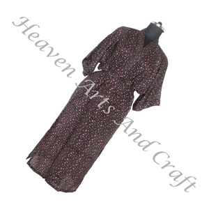 KL010 Hermoso Vintage Sari Kimono Túnica Larga Vintage Verano Estampado Floral Bohemio Oversize Manga Larga Vacaciones Vintage - Product Image 6