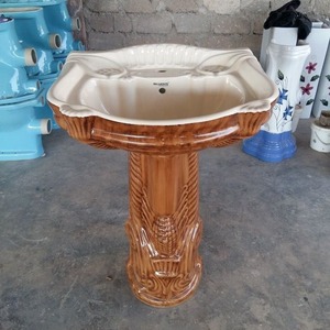 Pedestal de lavabo indio moderno-Soporte de fregadero de lavabo de Arte de diseñador colorido, juego de artículos sanitarios de baño de cerámica, montado en la pared - Product Image 4