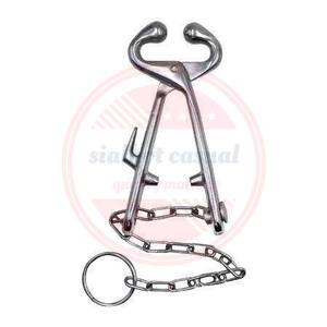 Porte-taureau vétérinaire pince à nez avec chaîne anneau en acier inoxydable porte-nez de taureau - Product Image 5