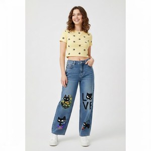 Conjunto de Top Halter Elástico de Mezclilla Vintage y Jeans Ajustados para Mujer, Superventas, para Uso Casual de Verano - Product Image 3