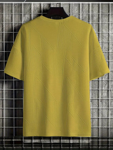 เสื้อยืดแขนสั้นฤดูร้อนสำหรับผู้ชายเสื้อยืด100% ผ้าฝ้ายสีแดงสีดำดีไซน์เป็นเส้นๆ - Product Image 2